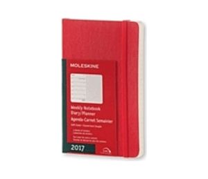 Moleskine 2017-es heti határidőnapló jegyzetoldalakkal (kis méretű, puhatáblás, skarlátvörös)
